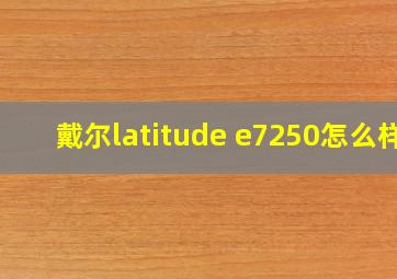 戴尔latitude e7250怎么样